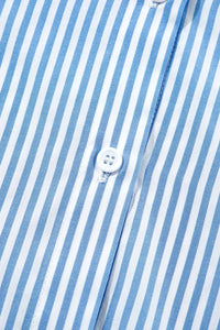 Stripe Bubble Short Sleeve Tiered Scallop Midi Dress