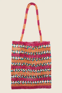 Fame Contrast Wooden Beaded Tote Bag