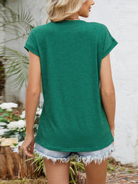Casual V-Neck Pleated Front T-Shirt