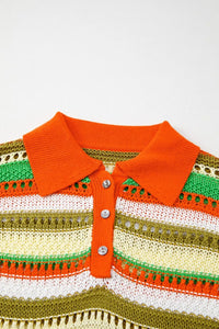 Openwork Stripe Sleeveless Sweater Dress