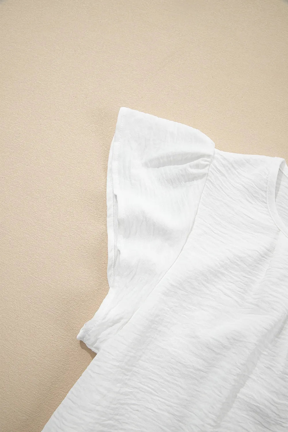 Ruffle Sleeve Round Neck Casual Blouse