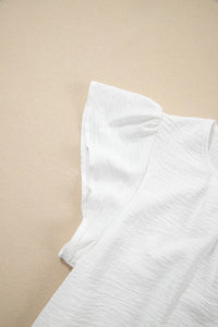 Ruffle Sleeve Round Neck Casual Blouse