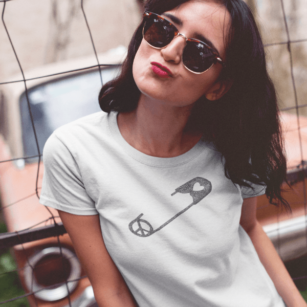 "Safety Pin" Peace & Love T-Shirt for Women