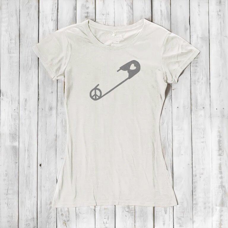 "Safety Pin" Peace & Love T-Shirt for Women
