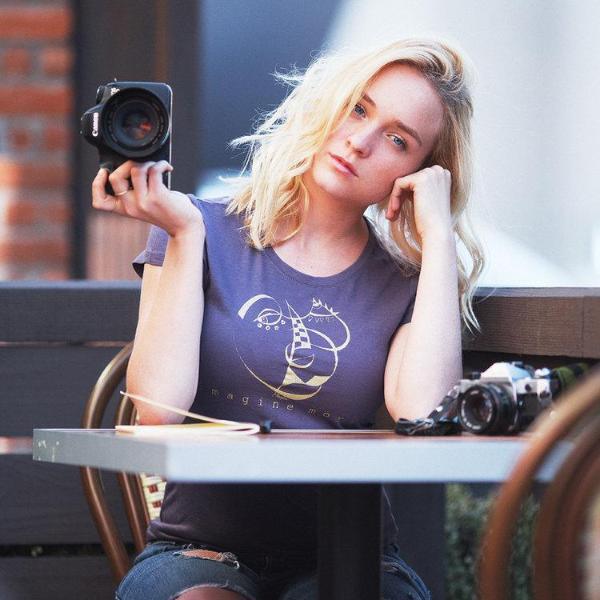 "Imagine More" Cubism Face T-Shirt for Women