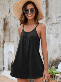 Spaghetti Strap Romper with Pockets