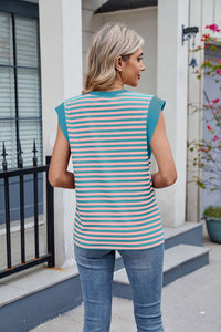 Contrast Striped Round Neck T-Shirt