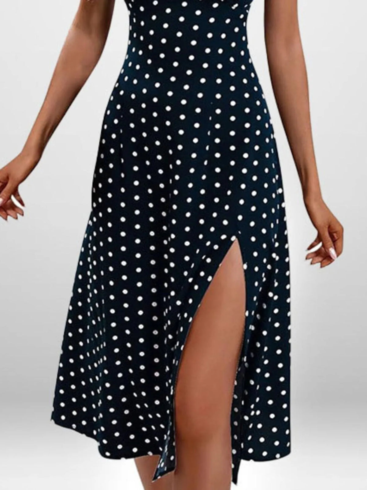 Full Size Slit Printed Cami Midi Dress Plus Size