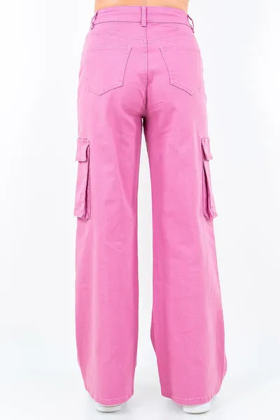 American Bazi Full Size Drawstring Wide Leg Cargo Pants Plus Size