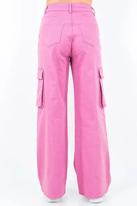American Bazi Full Size Drawstring Wide Leg Cargo Pants Plus Size