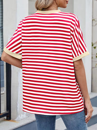 Striped Round Neck Half Sleeve T-Shirt