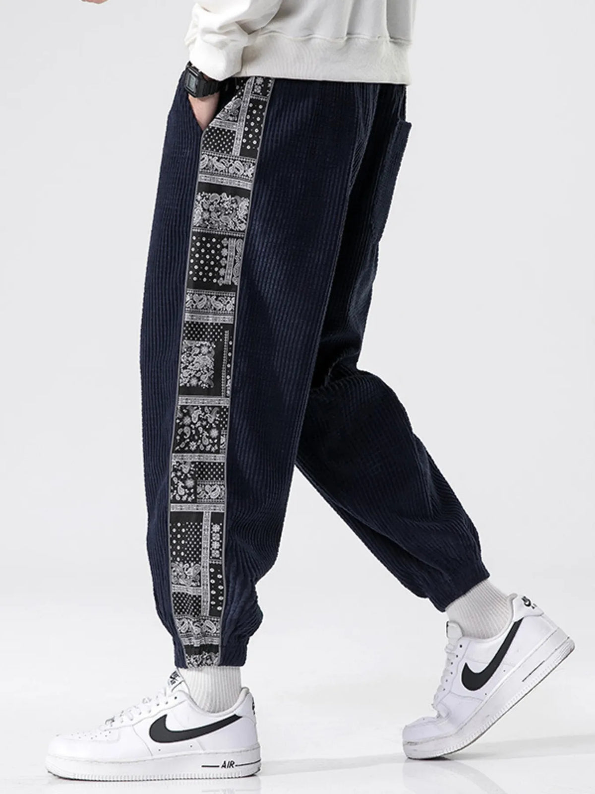 Men's Plus Size Drawstring Contrast Panel Joggers