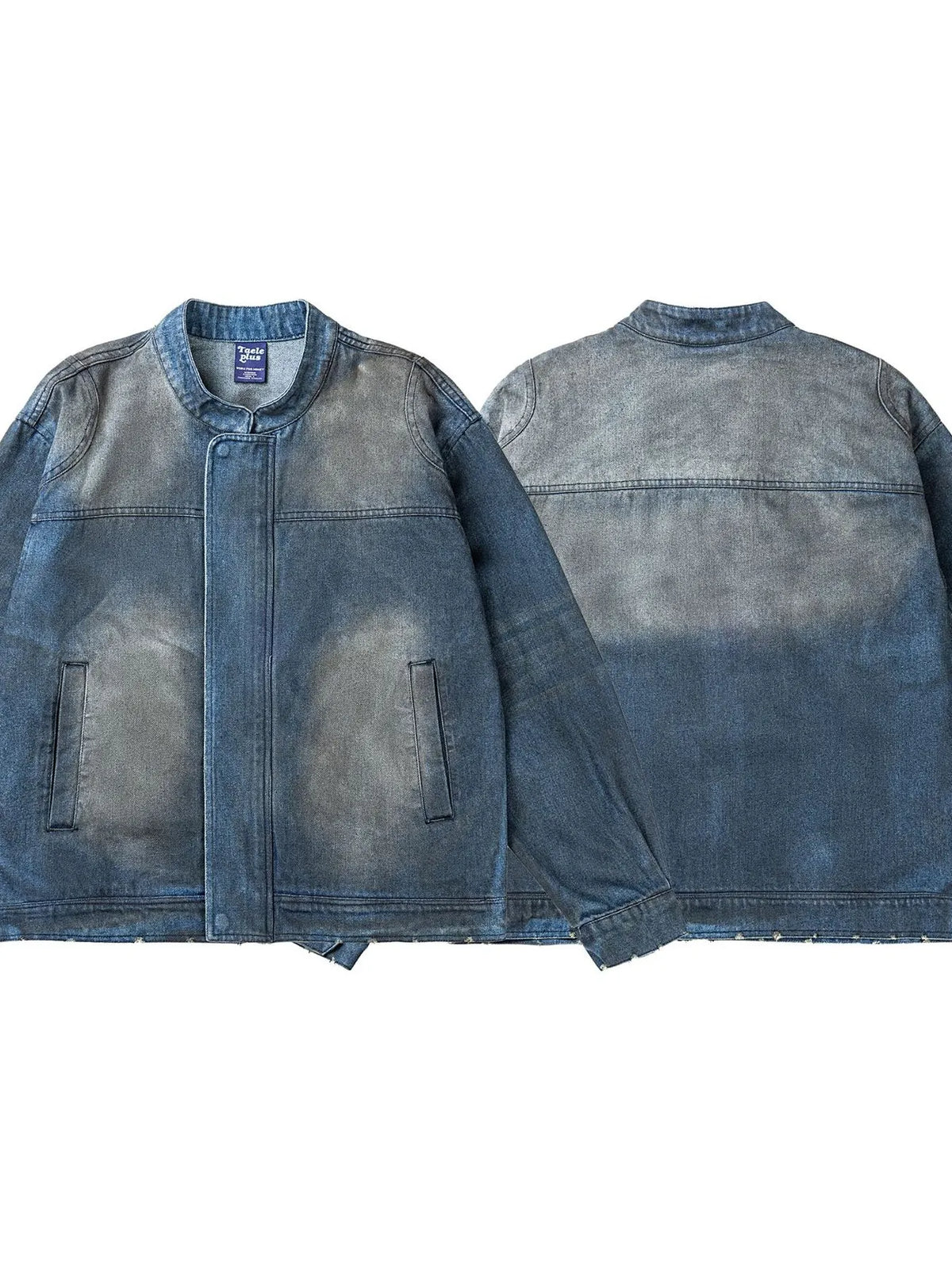 Men's Washed Denim Bomber Jacket