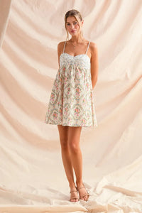 SO ME Mixed Floral Print Sleeveless Mini Dress