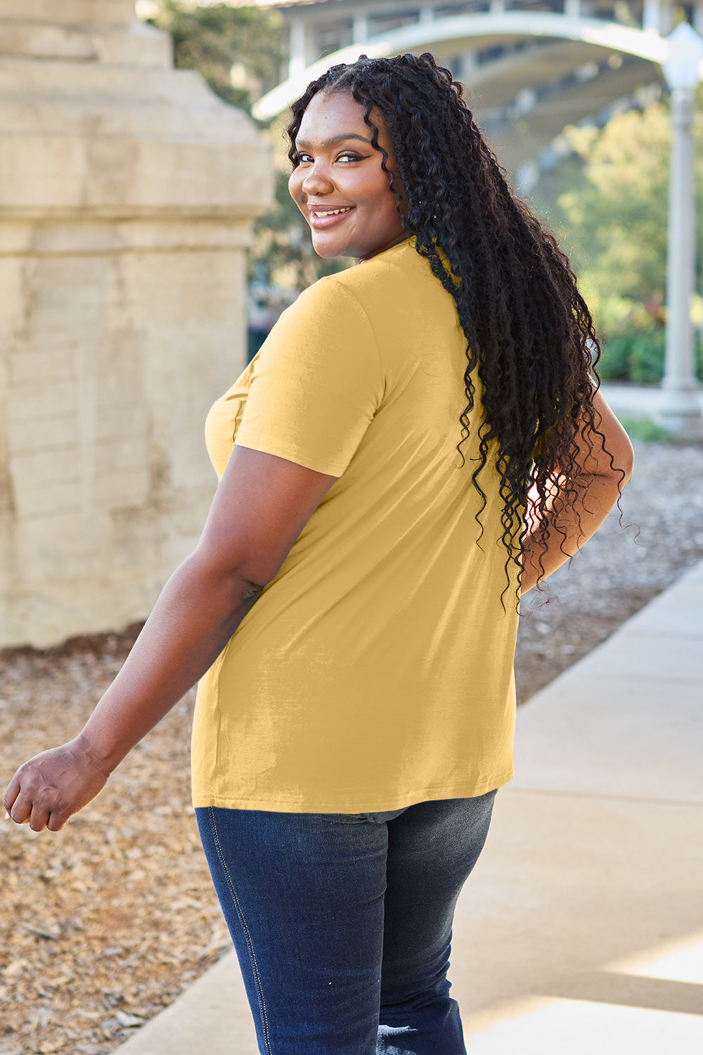 Bamboo Full Size V-Neck Short Sleeve T-Shirt
