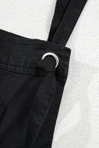 Square Neck Denim Overalls with Pockets