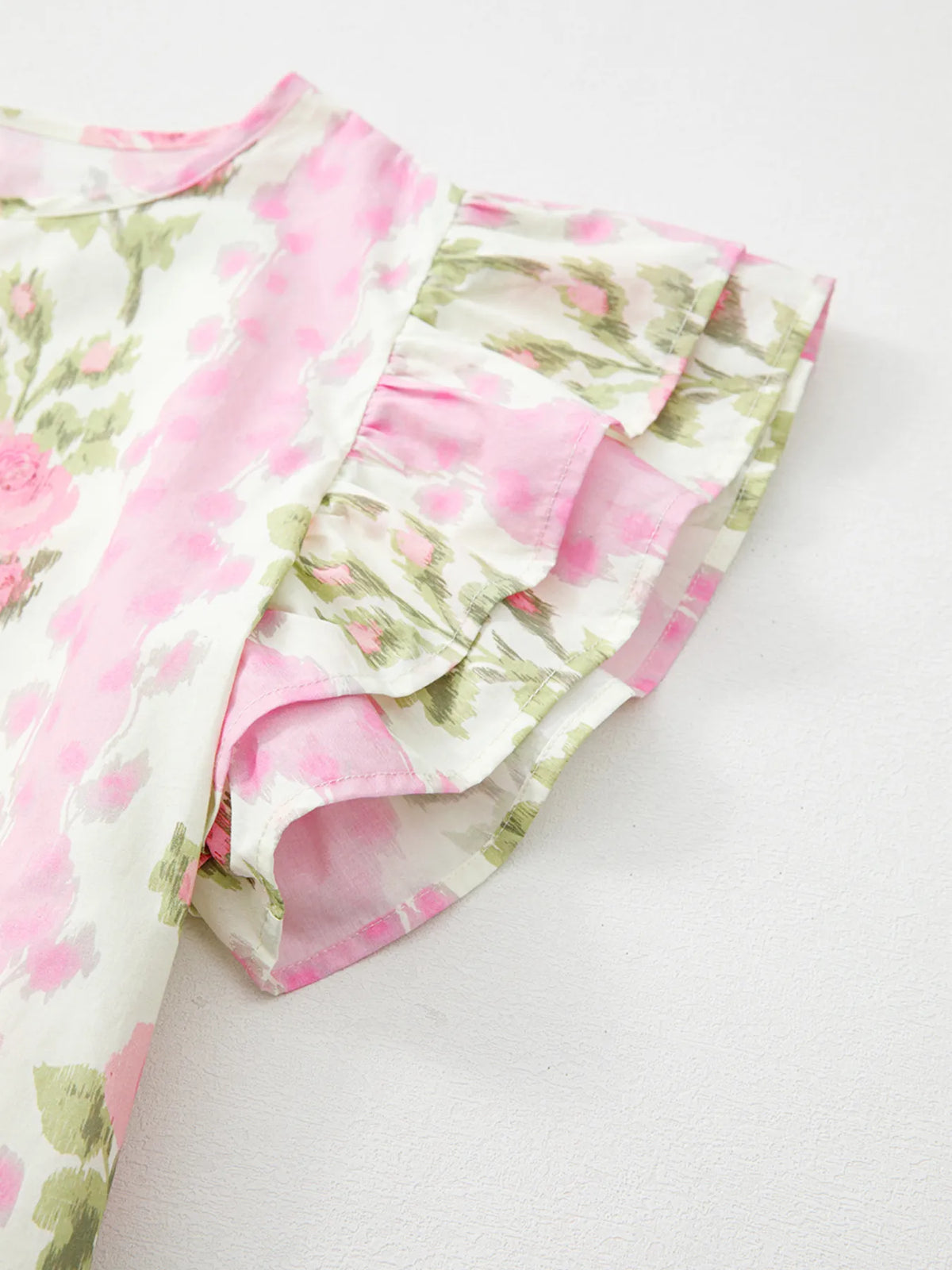 Floral Print Ruffled Sleeve Blouse