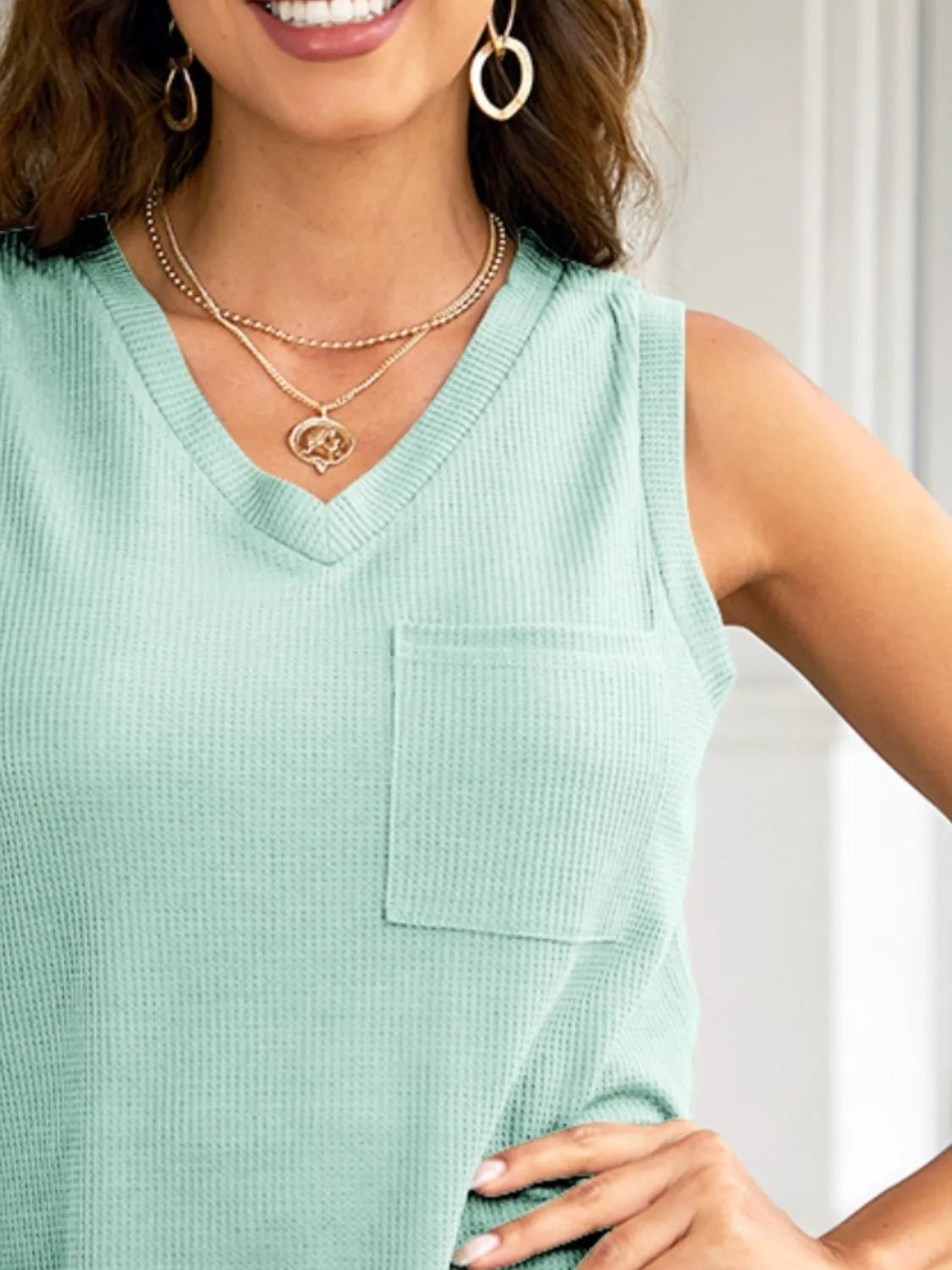 Pocketed V-Neck Tank