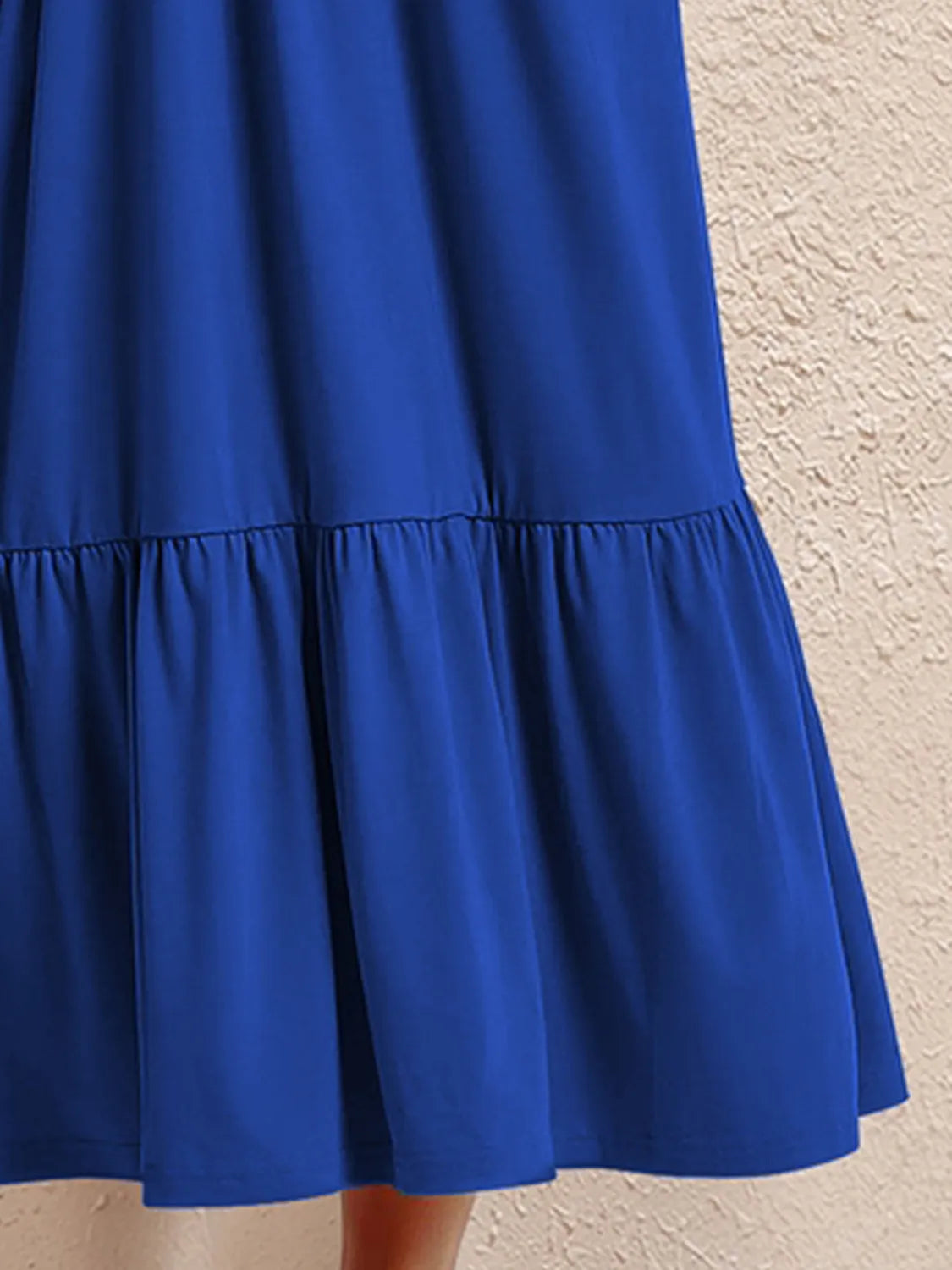 Round Neck Short Sleeve Dress with Pockets