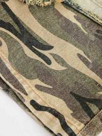 Men's Camouflage Patchwork Denim Shorts