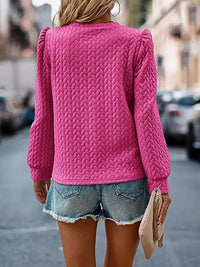 Textured Round Neck Sweatshirt Long Sleeve