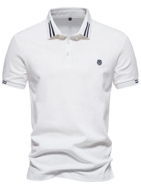 Men's Embroidered Striped Short Sleeve Polo