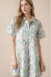 Floral Print Button-Up Shirt Dress