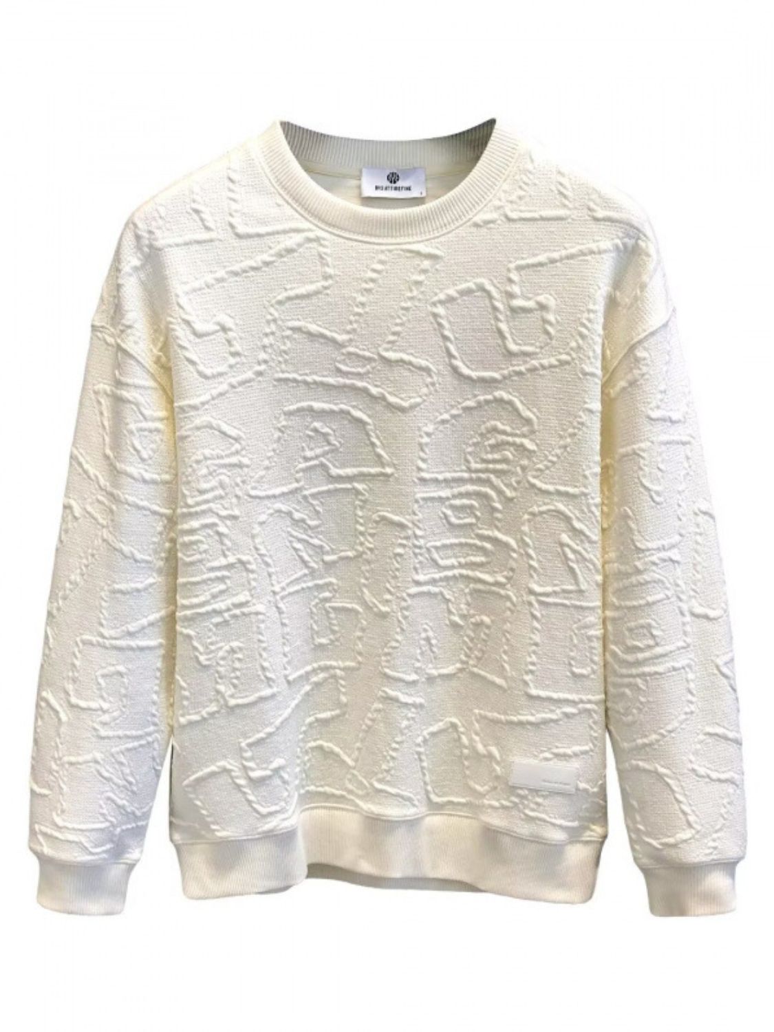 Men's Plus Size Textured Round Neck Long Sleeve Sweatshirt