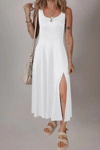 Side Slit Scoop Neck Wide Strap Dress