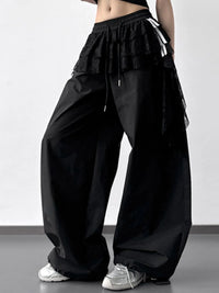 Oversized Wide Leg Pants with Drawstring Waist