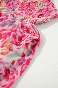 Floral Print Shirred One Shoulder Maxi Dress