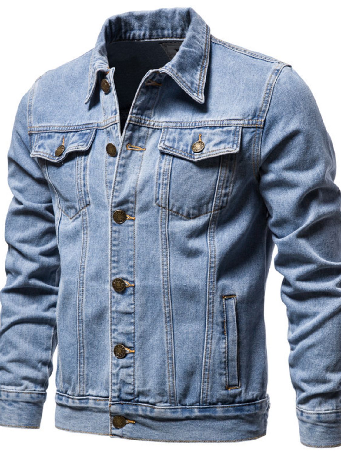 Men's Button Down Long Sleeve Denim Jacket