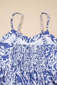 Floral Print Spaghetti Strap High Waist Dress