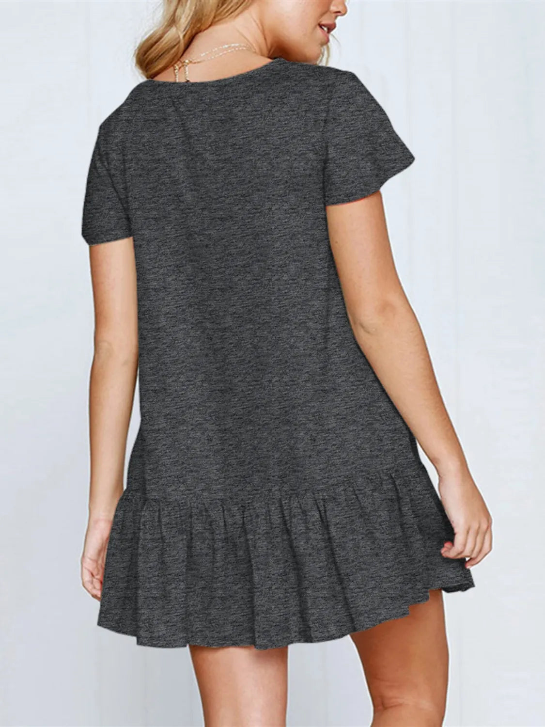 Ruffled V-Neck Mini Dress