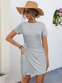 Round Neck Short Sleeve Mini Tee Dress