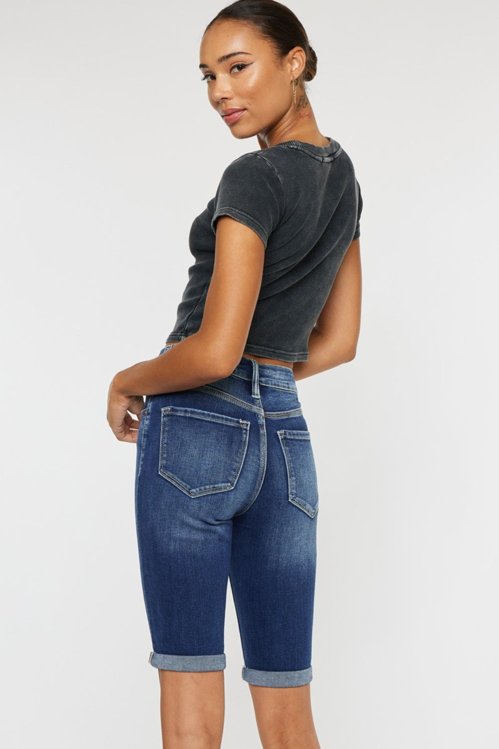 Full Size Cat's Whiskers Button Fly Denim Shorts