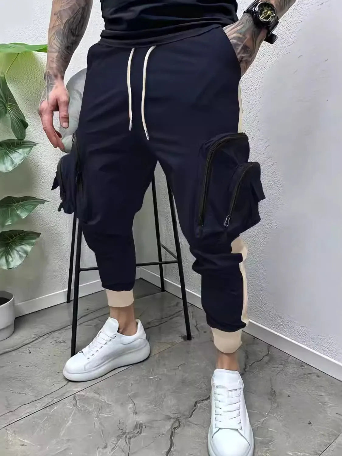 Men's Full Size Drawstring Joggers with Pockets Plus Size