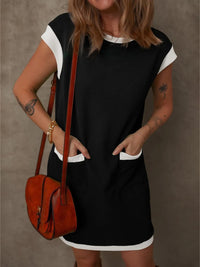 Round Neck Cap Sleeve Mini Dress