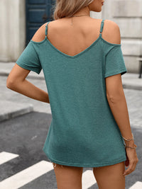 Cold Shoulder Short Sleeve Casual T-Shirt