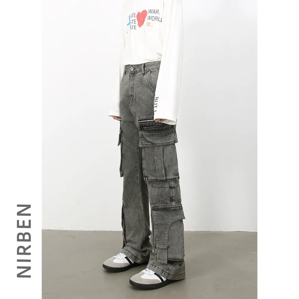 Men's Mid Rise Jeans with Cargo Pockets