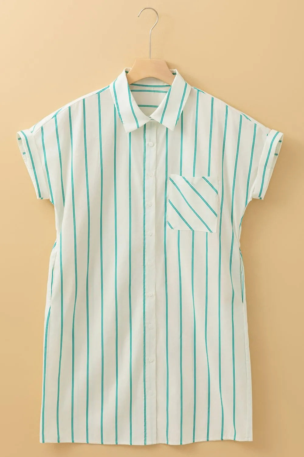 St Patricks Striped Wide Short Sleeve Shift Mini Shirt Dress