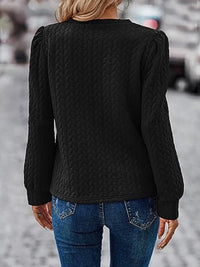 Textured Round Neck Sweatshirt Long Sleeve