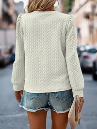 Textured Round Neck Sweatshirt Long Sleeve