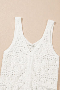 Hollowed Knit V Neck Drawstring Sweater Vest