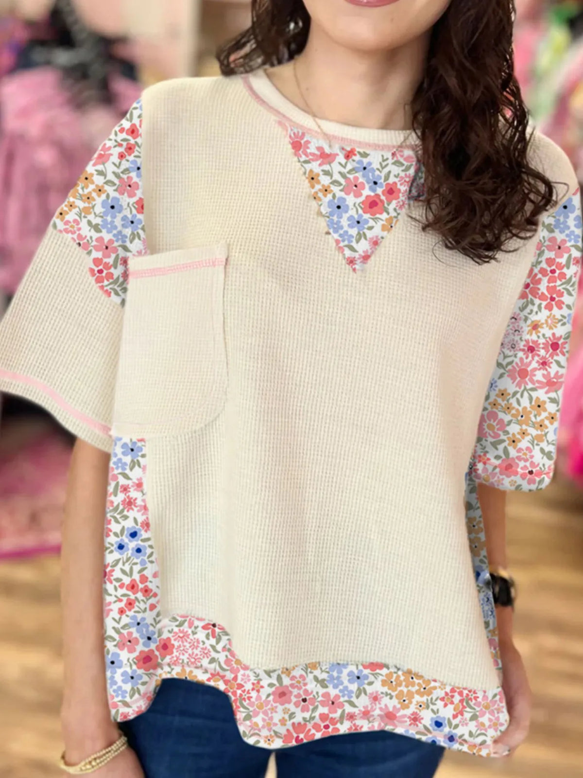 Floral Round Neck Relaxed Fit T-Shirt