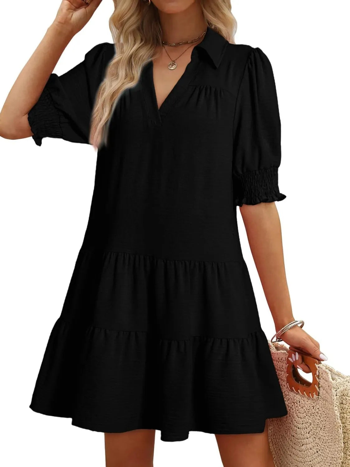 Johnny Collar Short Sleeve Mini Dress