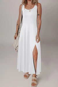 Side Slit Scoop Neck Wide Strap Dress