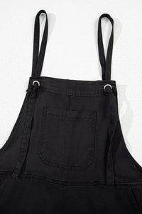 Square Neck Denim Overalls with Pockets