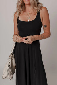 Side Slit Scoop Neck Wide Strap Dress