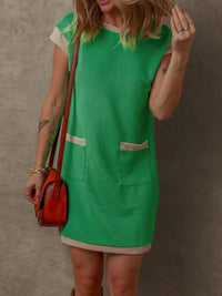 Round Neck Cap Sleeve Mini Dress